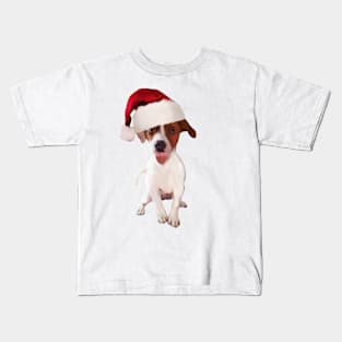 Funny Christmas Jack Russell In Santa Hat Kids T-Shirt